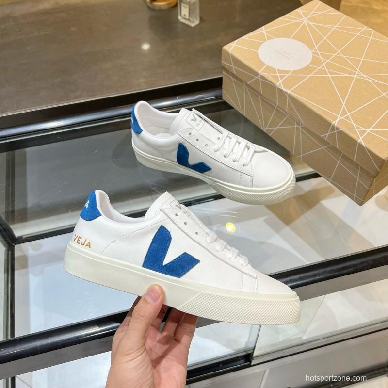 2025 Unisex VEJA White Blue Leather Canvas Sneakers MJ00240