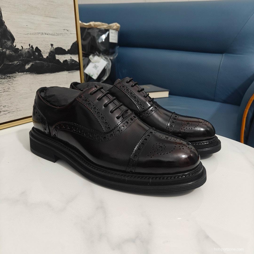 2024 Men Dolce & Gabbana Black Leather Derby MJ00420