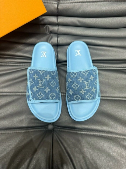 2024 Slippers Louis Vuitton Blue Denim Slippers MJ00200