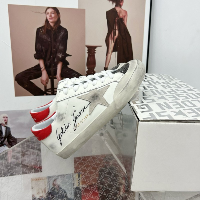 2025 Women GGDB White Red Leather Sneakers