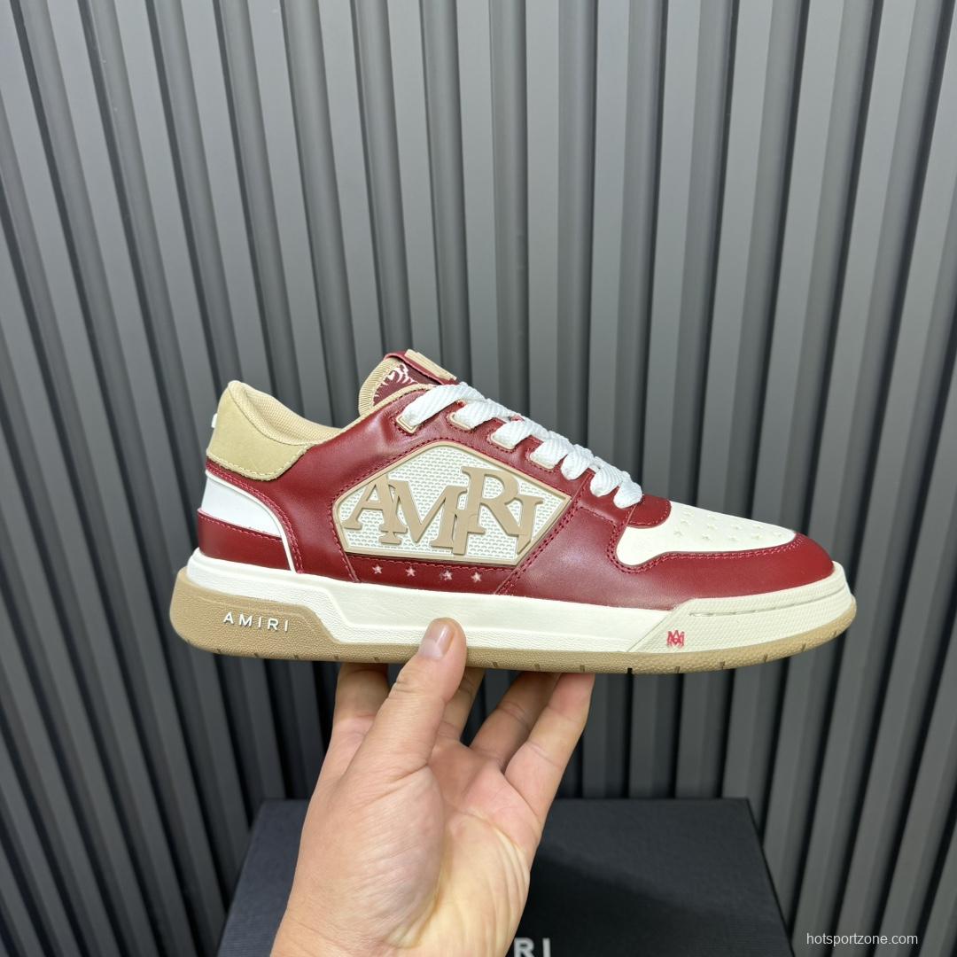 2025 Unisex Amiri Red White Beige Leather Sneakers MJ00360