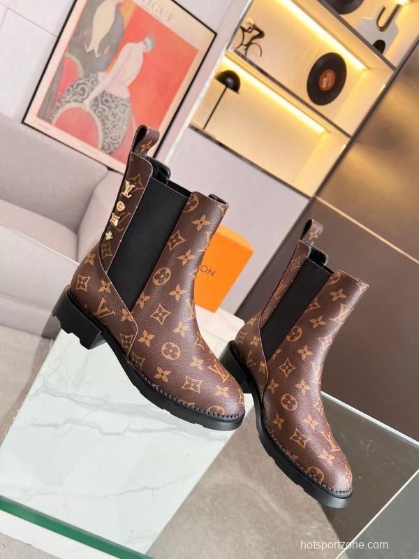 2024 Women Louis Vuitton Brown Leather Boots MJ00310