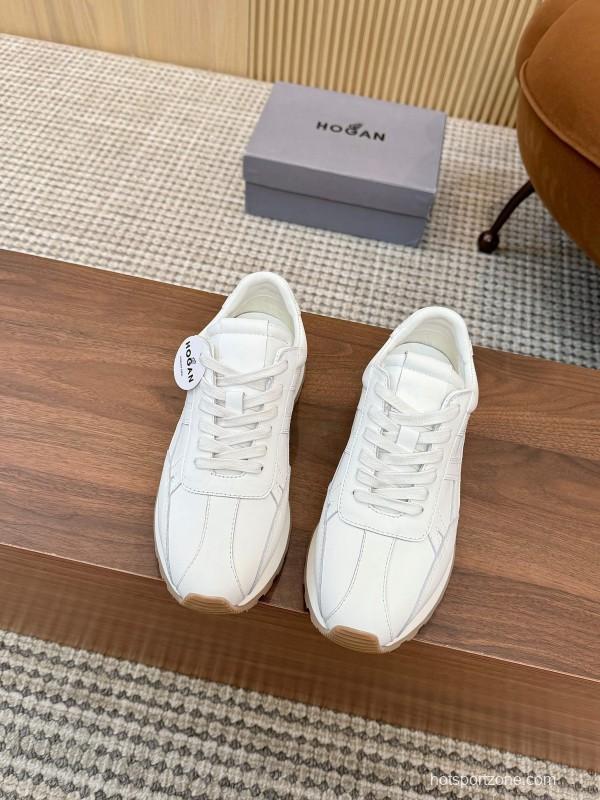 2025 Unisex HOGAN White Leather Suede Sneakers H671