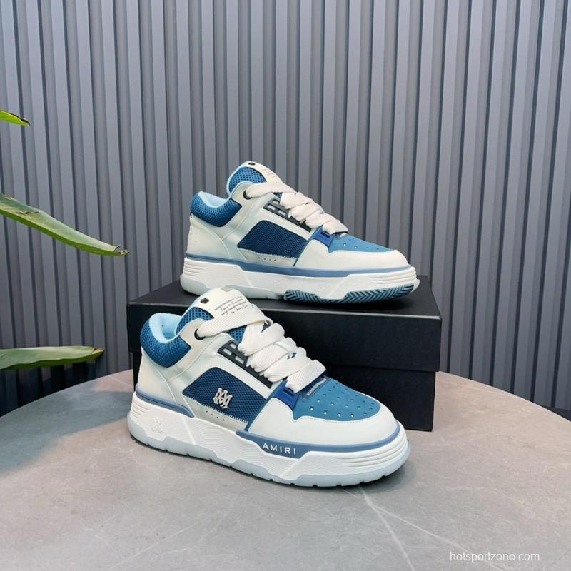 2024 Unisex AMIRI Blue White Leather Mesh Sneakers MJ00360