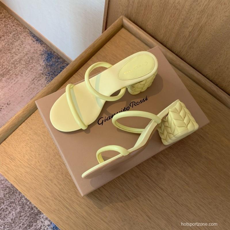 2025 Women Gianvito Rossi Yellow Leather Sandals