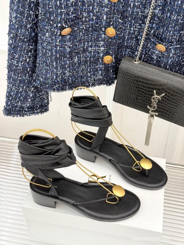 2025 Women Yves Saint Laurent Black Leather Sandal