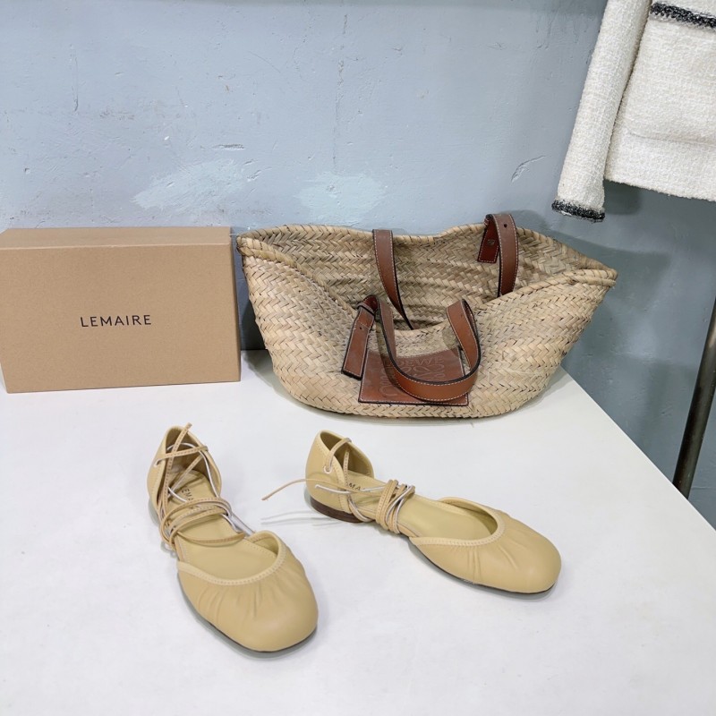 2025 Women LEMAIRE Light Yellow Lambskin Mary Jane Lace-up KFY00300