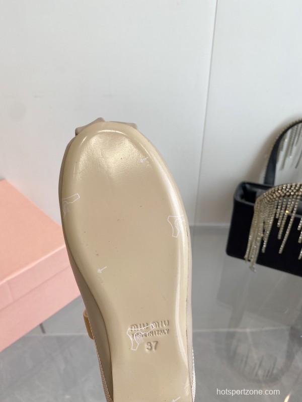 2025 Women Miu Miu Beige Suede Ballet Flats KFY00280