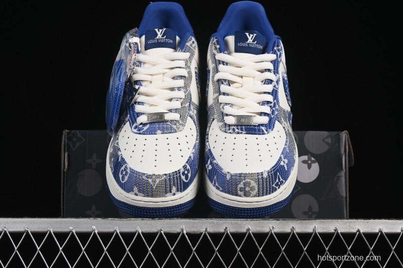 Nike Air Force 1 '07 Low LV Collaboration Gray Blue Denim Casual Sneakers - SC9207-540