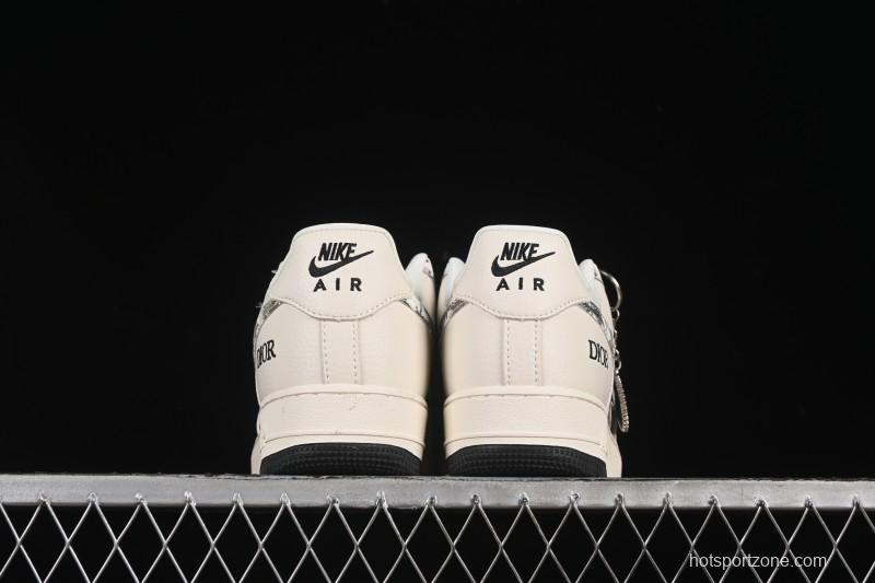 Nike Air Force 1 '07 Low Dior Collaboration Gray Floral Low-Top Casual Sneakers - DF0188-064