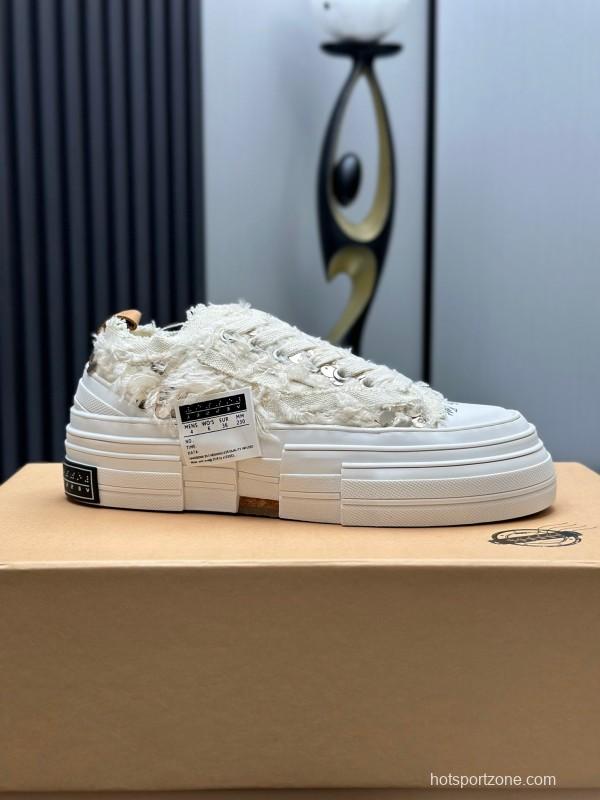 2025 Unisex XVESSEL White Canvas Plimsolls Vulcanized AS00260