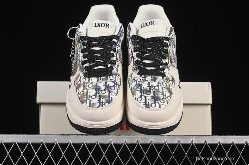 Nike Air Force 1 '07 Low Dior Collaboration Gray Floral Low-Top Casual Sneakers - DF0188-064