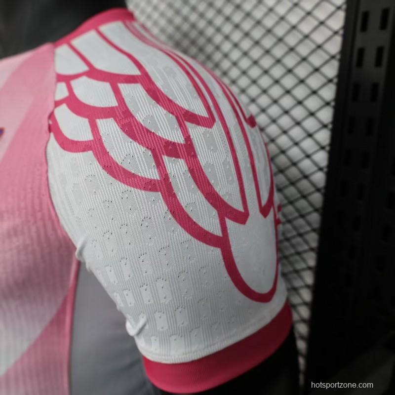 Player Version 25/26 FC Barcelona Pink White with Diagonal Stripe Pattern Jersey