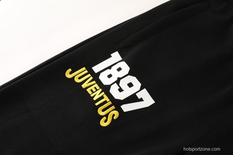 25/26 Juventus Black Hoodie Full Zipper Jacket + Long Pants