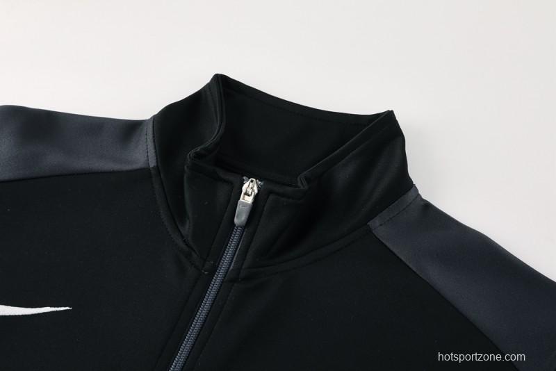 2025 Nike Black/Deep Grey Full Hoodie Zipper Jacket +Long Pants