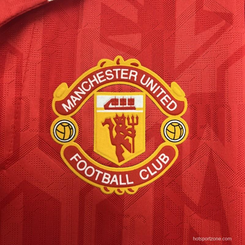92/94 Retro Long Sleeve Manchester United Home Jersey