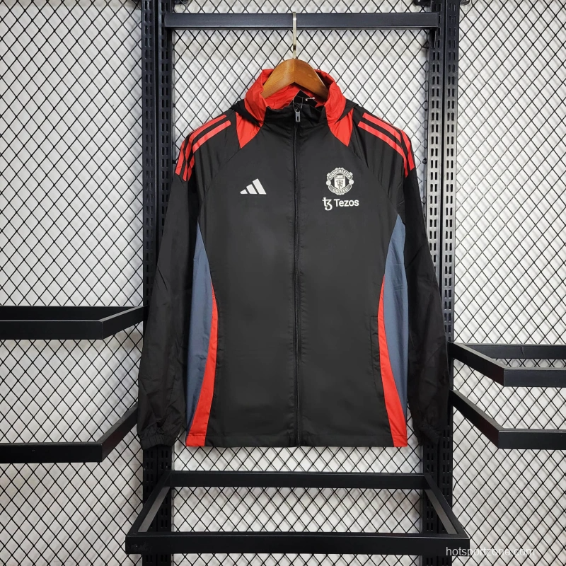 25/26 Manchester United Jacket Black Windbreaker