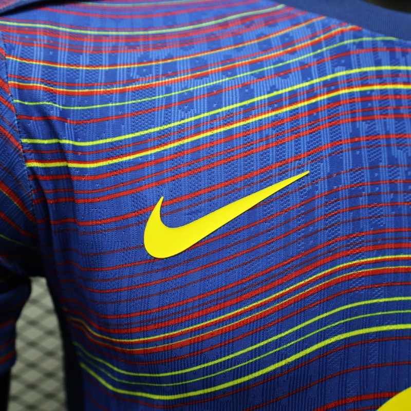 Player Version 25/26 FC Barcelona Blue with Colorful Wave Stripes Jersey