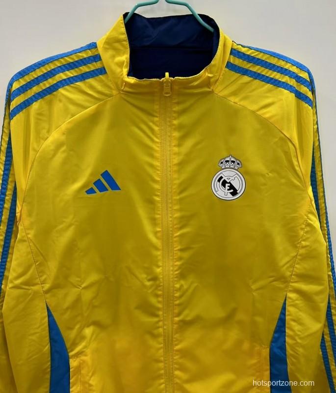25/26 Real Madrid Yellow/Navy Reversible Windbreaker