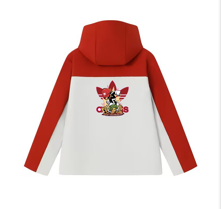 2025 Adidas White/Red Full Zipper Waterproof Outdoor Jacket
