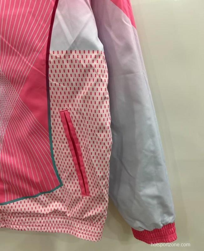 25/26 FC Barcelona Teal & Pink Training Windbreaker with Geometric Pattern