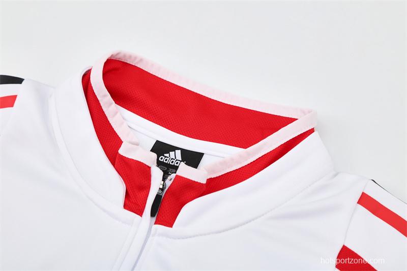 Retro 04/05 AC Milan White Half Zipper Jacket+Long Pants