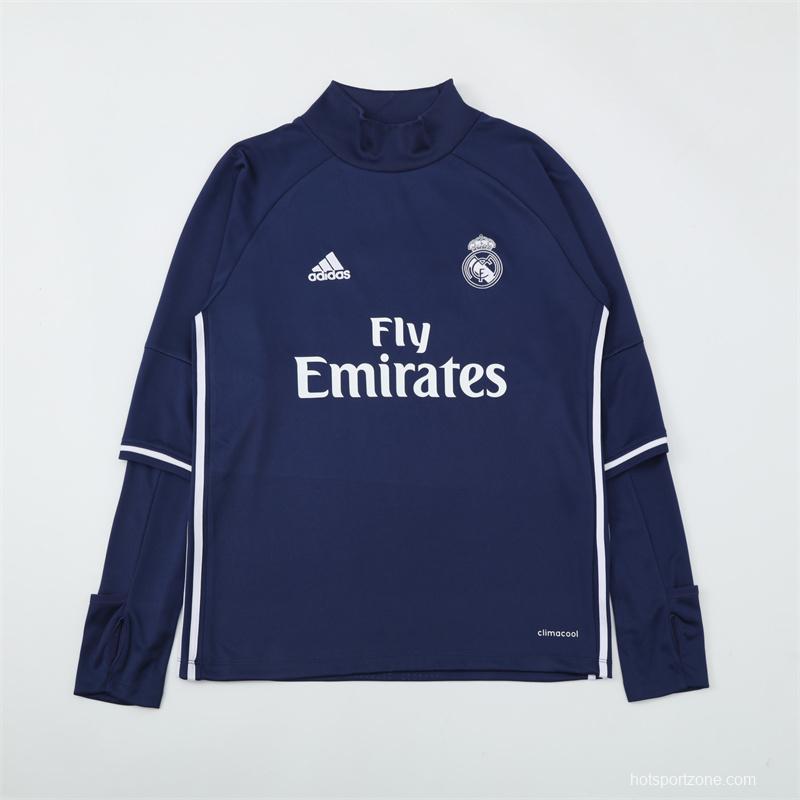 Retro 16/17 Real Madrid Royal Blue Half Zipper Jacket