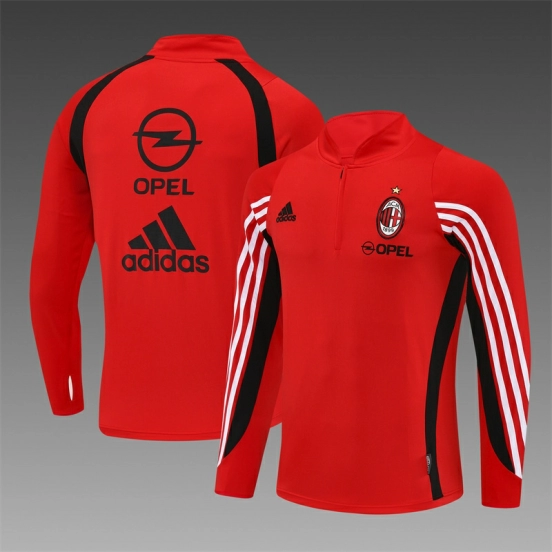 Retro 03/04 AC Milan Red Half Zipper Jacket+Long Pants