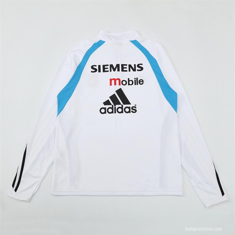 Retro 03/04 Real Madrid White Half Zipper Jacket