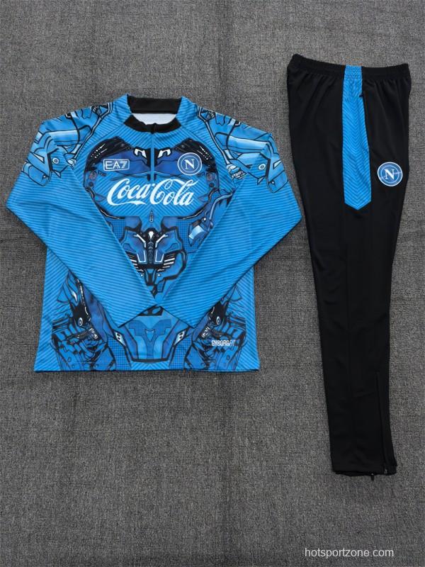 25/26 Kids Napoli Light Blue Camouflage Half Zipper Jacket+Long Pants