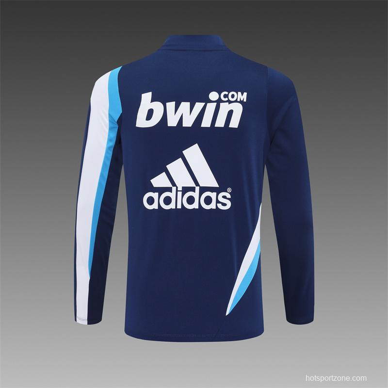 Retro 09/10 Real Madrid Royal Blue Half Zipper Jacket