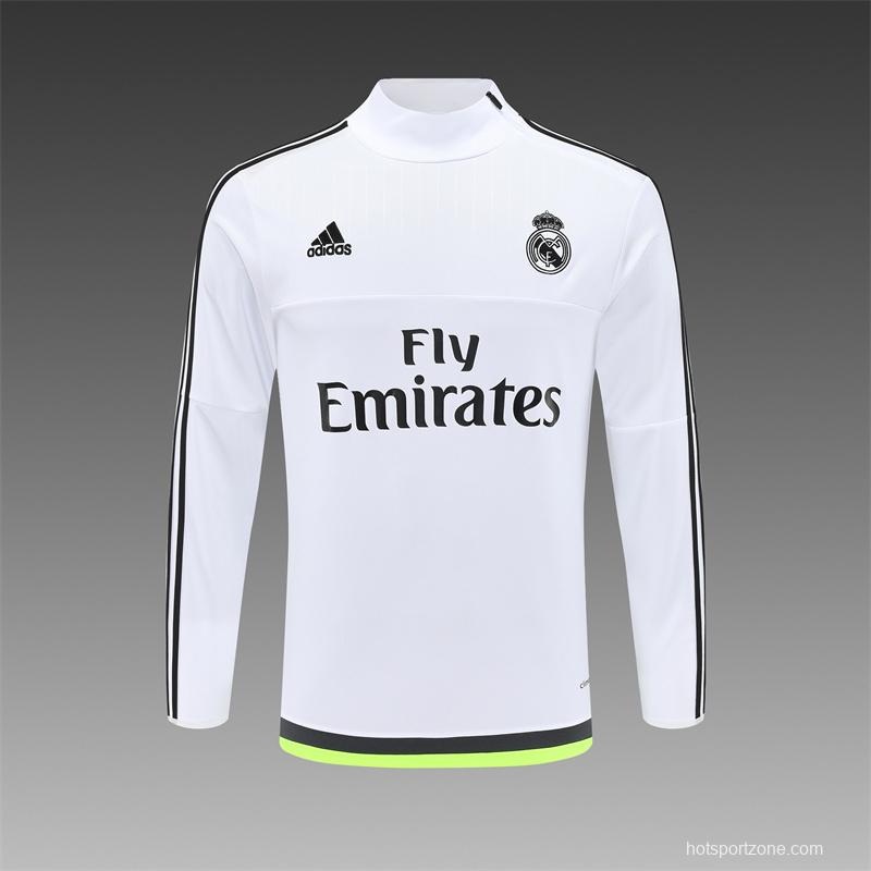 Retro 15/16 Real Madrid White Half Zipper Jacket