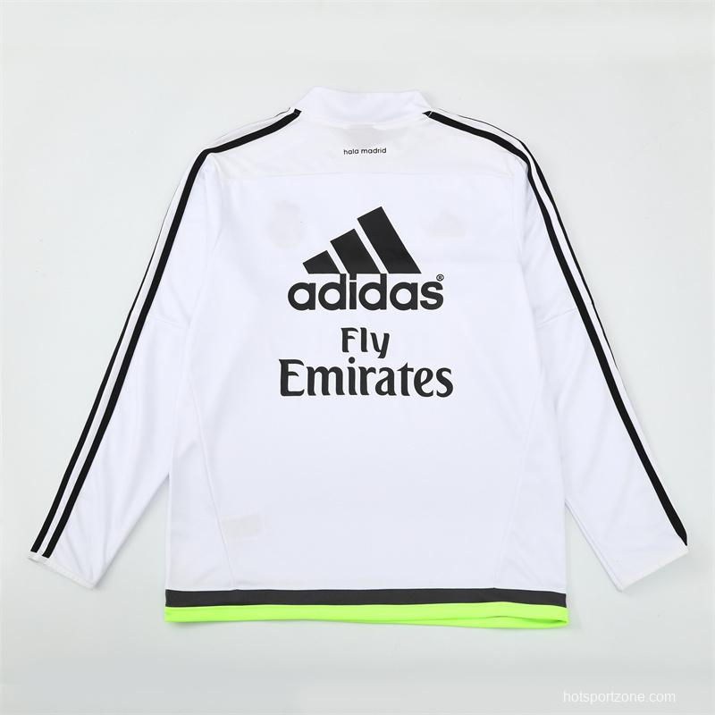 Retro 15/16 Real Madrid White Half Zipper Jacket