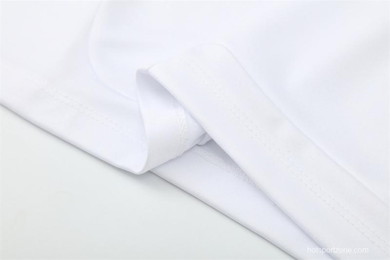 Retro 11/12 Real Madrid White Half Zipper Jacket