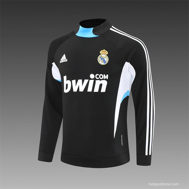 Retro 08/09 Real Madrid Black Half Zipper Jacket+Long Pants