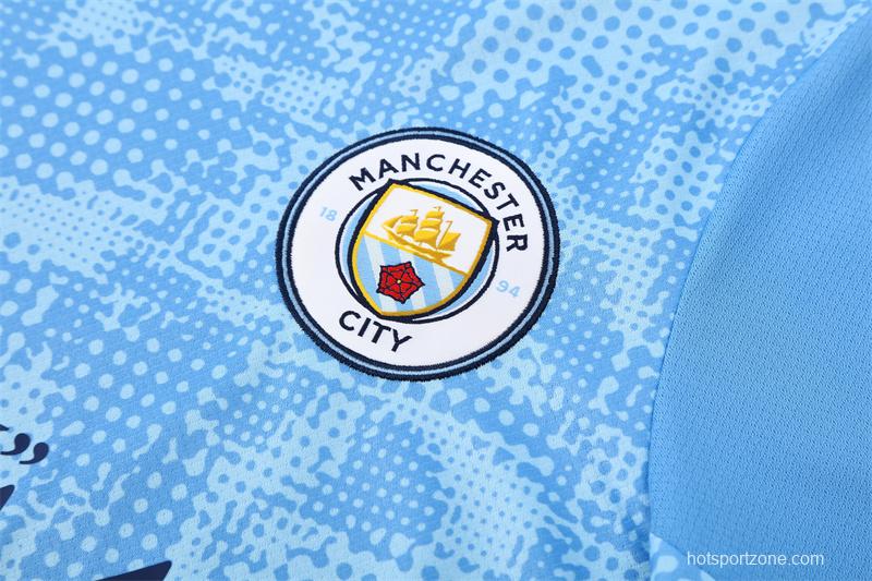 25/26 Manchester City Light Blue Camouflage with XS Short Sleeve+Soccer Shorts