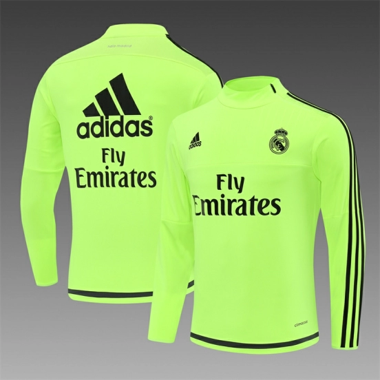 Retro 15/16 Real Madrid Fluorescent Green Half Zipper Jacket