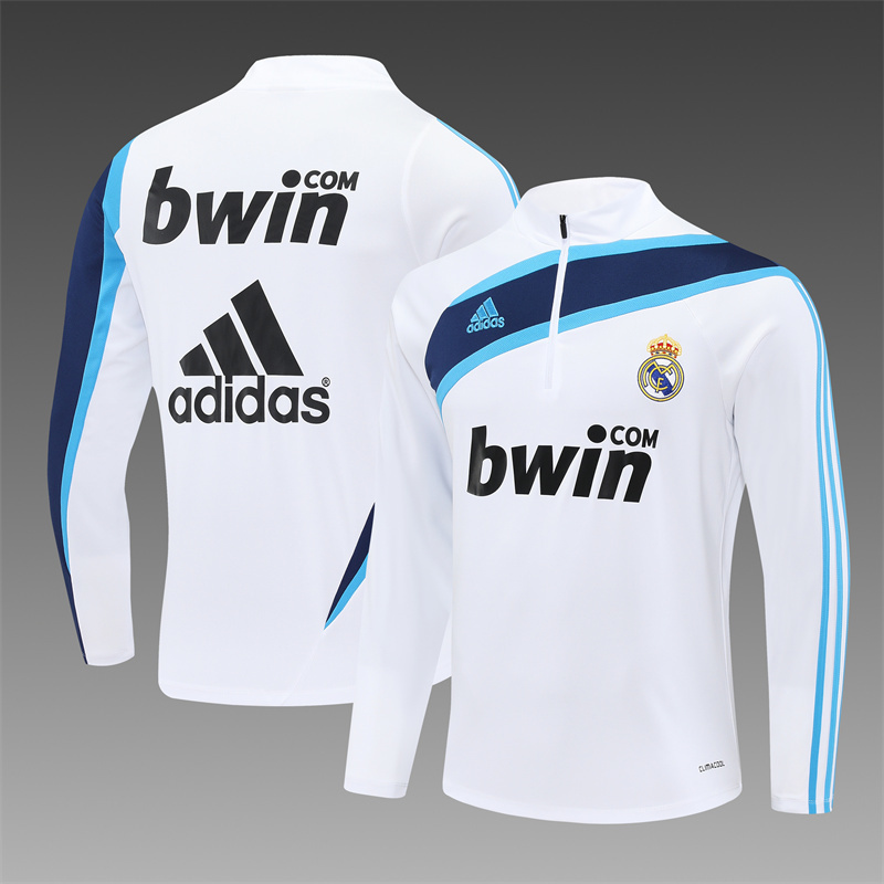Retro 09/10 Real Madrid White Half Zipper Jacket