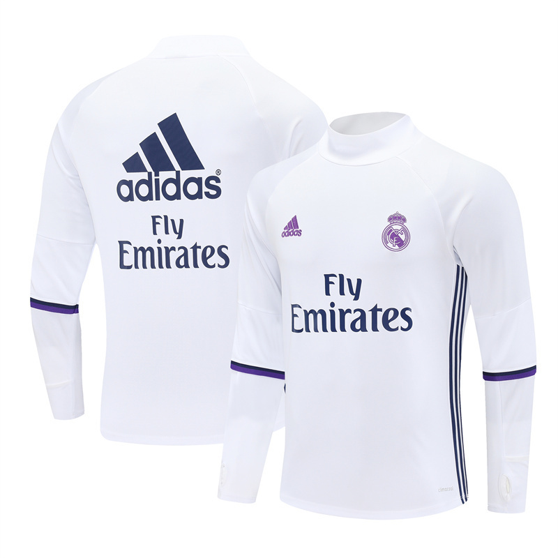 Retro 16/17 Real Madrid White Half Zipper Jacket