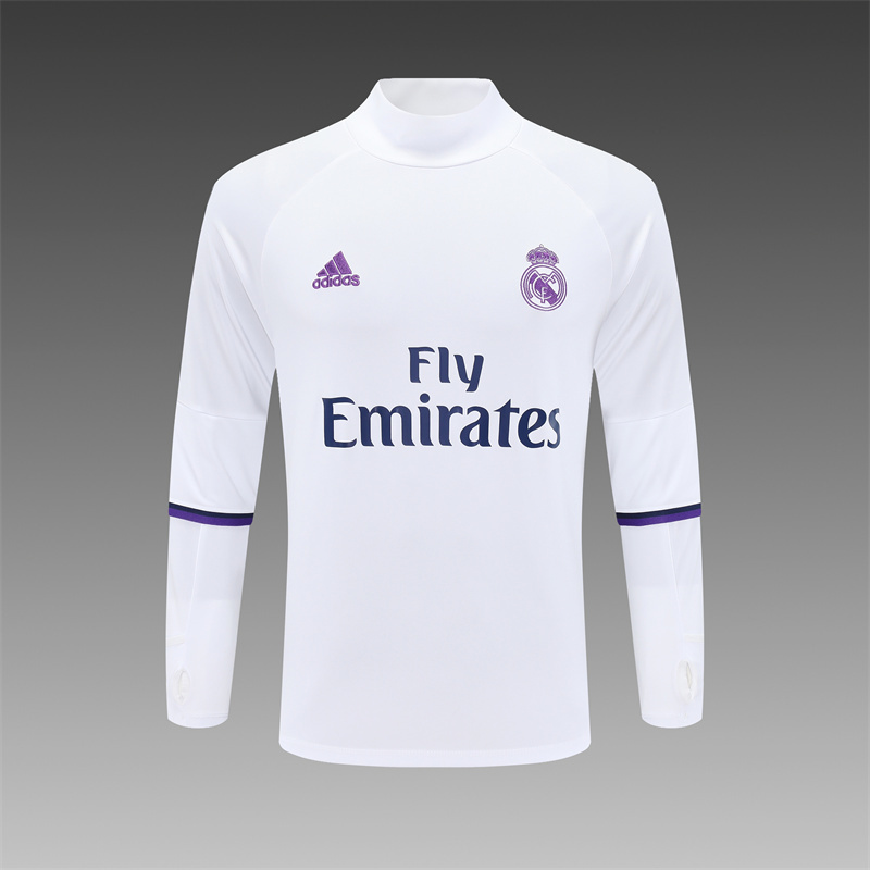 Retro 16/17 Real Madrid White Half Zipper Jacket