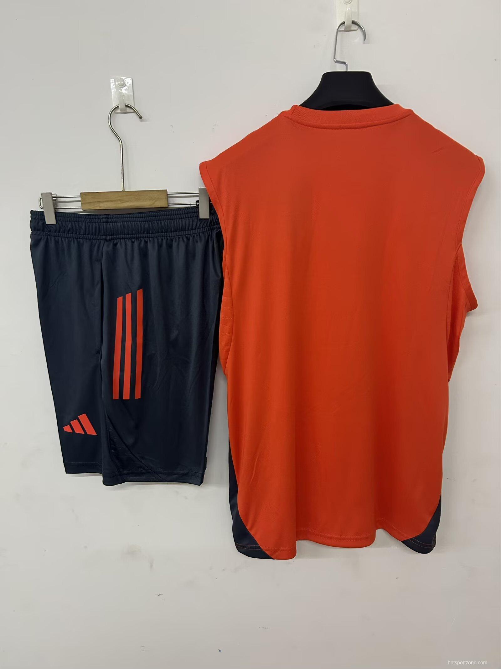 25/26 Bayern Munich Vest  Jersey Orange + Shorts