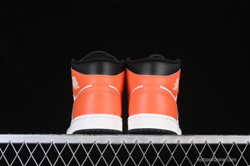 Nike Air Jordan 1 Mid AJ1 Black White Orange - DQ8426-801