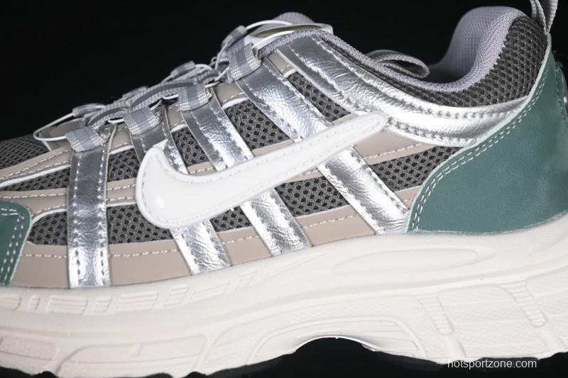 Nike P-6000 Retro Casual Sports Kids Shoes - Gray Green White Swoosh