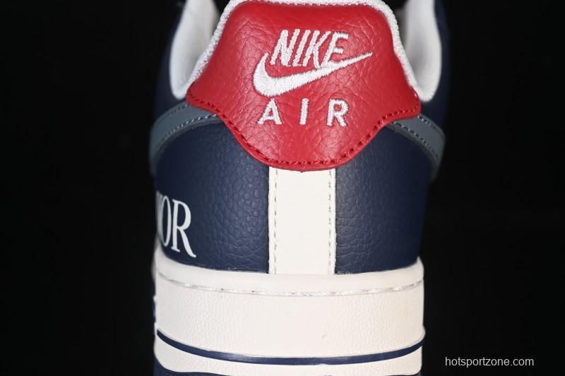 Nike Air Force 1 '07 Low Dior Collaboration White Blue Gray Hook Casual Sneakers - XD2588-603