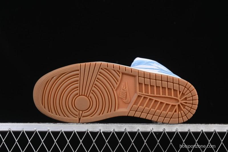 Nike Air Jordan 1 Mid Retro Denim Blue Casual Sneakers - HQ2005-100