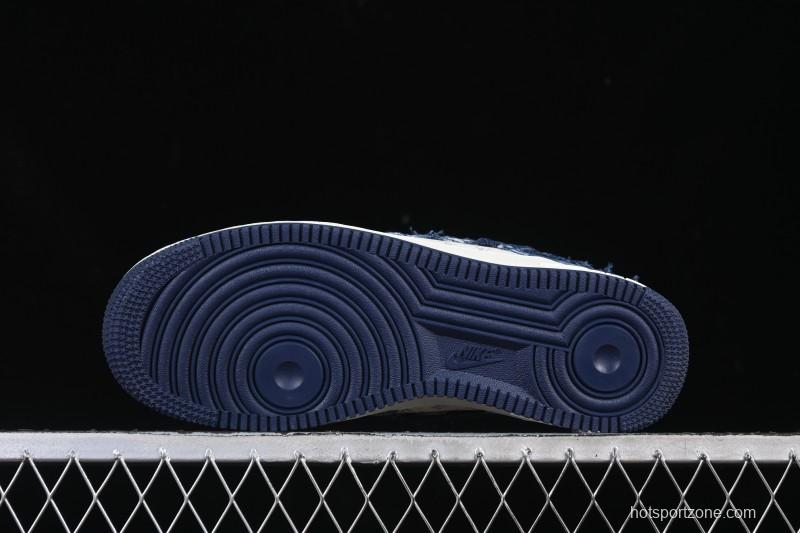 Nike Air Force 1 '07 Low Casual Sneakers in White Navy Blue - YF9511-816