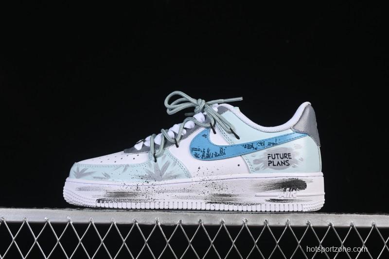 Nike Air Force 1'07 Low Grey Tune Era Hand-Painted Graffiti Casual Sneakers - LJ8822-202