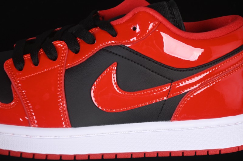 Nike Air Jordan 1 Low AJ1 Patent Leather Black Red Low-Top Casual Sneakers HV4089-006