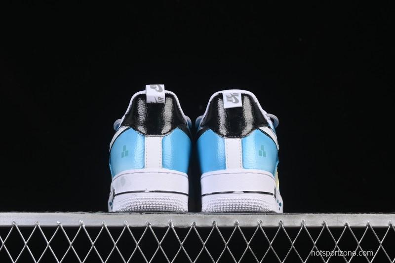 Nike Air Force 1'07 Low Hand-drawn Graffiti Electric Blue Tone Casual Sneakers - FB8917-300