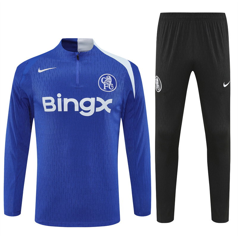 Player Version 25/26 Chelsea Color Blue T90 Half Zipper Jacket+Long Pants